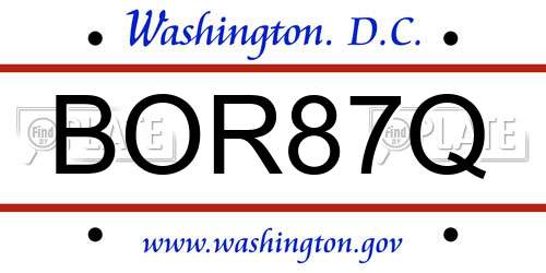 BOR87Q District Of Columbia License Plate