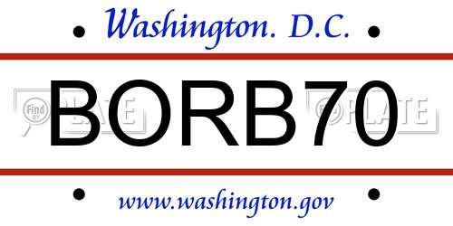 BORB70 District Of Columbia License Plate