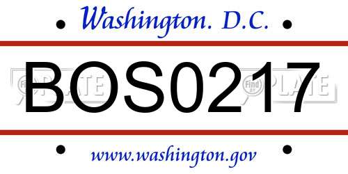 BOS0217 District Of Columbia License Plate