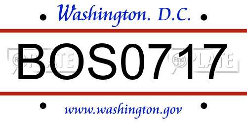 BOS0717 District Of Columbia License Plate