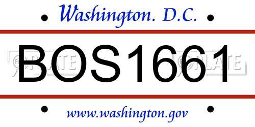 BOS1661 District Of Columbia License Plate