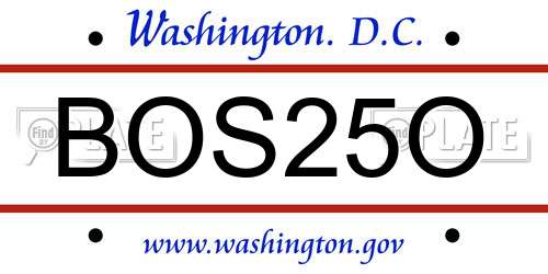 BOS25O District Of Columbia License Plate