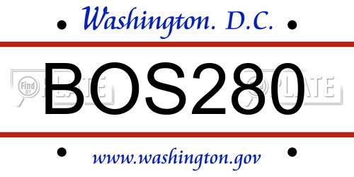 BOS280 District Of Columbia License Plate