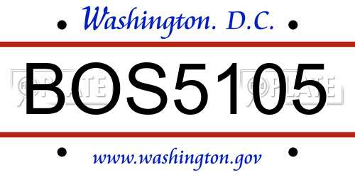 BOS5105 District Of Columbia License Plate