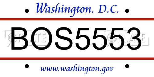 BOS5553 District Of Columbia License Plate