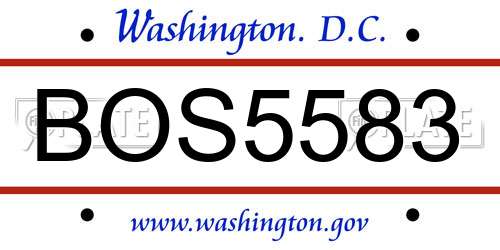 BOS5583 District Of Columbia License Plate