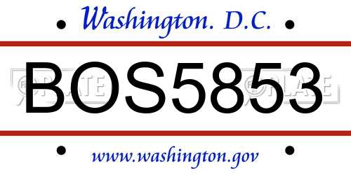BOS5853 District Of Columbia License Plate