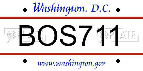 BOS711 District Of Columbia License Plate