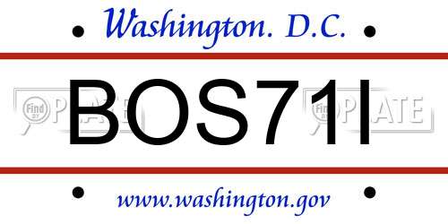 BOS71I District Of Columbia License Plate