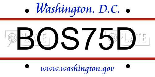 BOS75D District Of Columbia License Plate