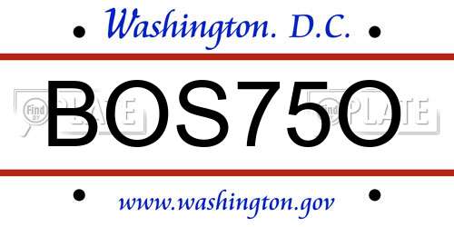 BOS75O District Of Columbia License Plate