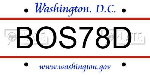 BOS78D District Of Columbia License Plate