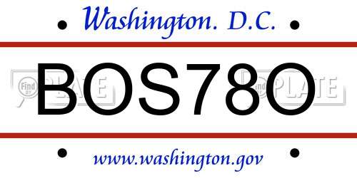 BOS78O District Of Columbia License Plate