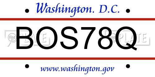 BOS78Q District Of Columbia License Plate