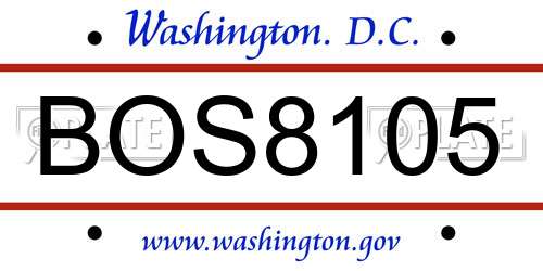 BOS8105 District Of Columbia License Plate