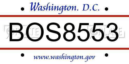 BOS8553 District Of Columbia License Plate