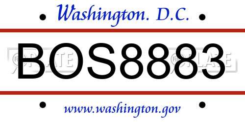BOS8883 District Of Columbia License Plate