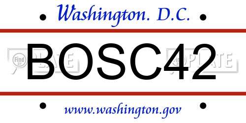 BOSC42 District Of Columbia License Plate