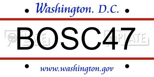 BOSC47 District Of Columbia License Plate