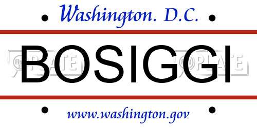 BOSIGGI District Of Columbia License Plate