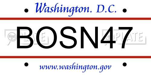 BOSN47 District Of Columbia License Plate