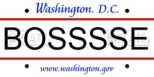 BOSSSSE District Of Columbia License Plate