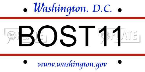 BOST11 District Of Columbia License Plate