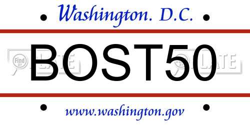 BOST50 District Of Columbia License Plate