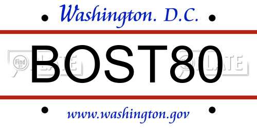 BOST80 District Of Columbia License Plate