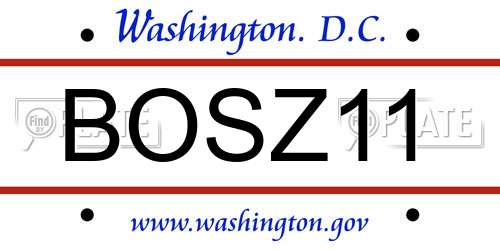 BOSZ11 District Of Columbia License Plate
