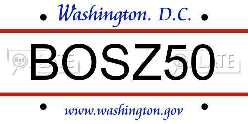 BOSZ50 District Of Columbia License Plate