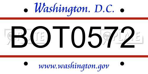 BOT0572 District Of Columbia License Plate