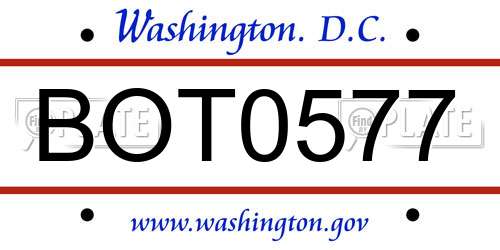 BOT0577 District Of Columbia License Plate