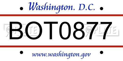 BOT0877 District Of Columbia License Plate