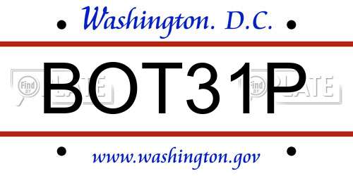 BOT31P District Of Columbia License Plate