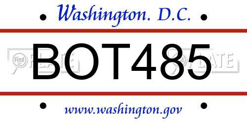BOT485 District Of Columbia License Plate