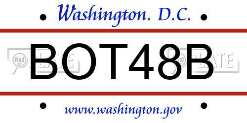 BOT48B District Of Columbia License Plate