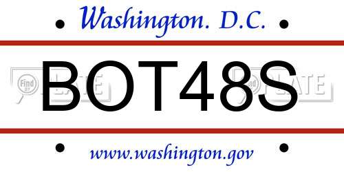 BOT48S District Of Columbia License Plate