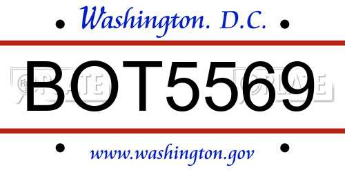 BOT5569 District Of Columbia License Plate