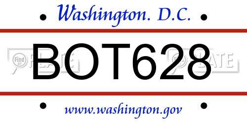 BOT628 District Of Columbia License Plate