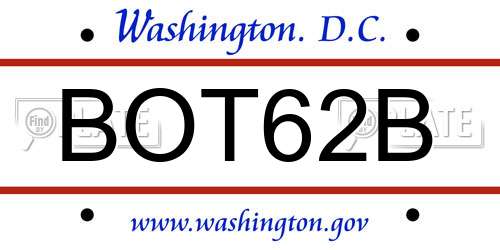 BOT62B District Of Columbia License Plate