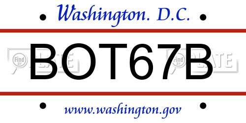 BOT67B District Of Columbia License Plate