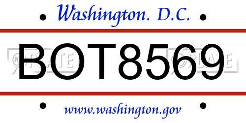 BOT8569 District Of Columbia License Plate