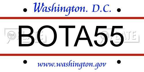BOTA55 District Of Columbia License Plate