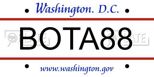 BOTA88 District Of Columbia License Plate