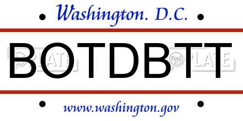 BOTDBTT District Of Columbia License Plate