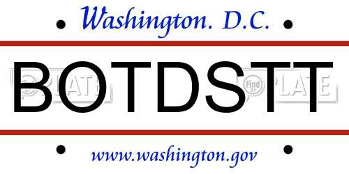 BOTDSTT District Of Columbia License Plate