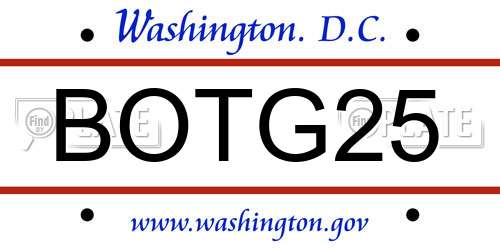 BOTG25 District Of Columbia License Plate