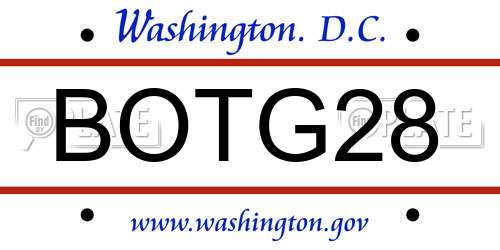 BOTG28 District Of Columbia License Plate