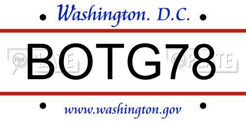 BOTG78 District Of Columbia License Plate